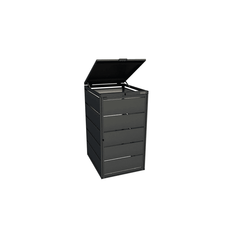 Abri pour poubelles de 240 litres, en acier galvanisé, RAL 7016, disponible en plusieurs modèles