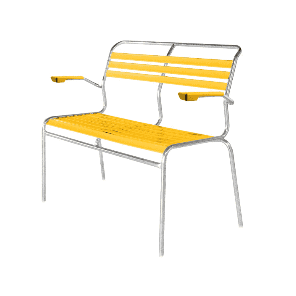 Schaffner SÄNTIS banc avec lattes, structure en tube d'acier galvanisé à chaud, disponible en plusieurs versions