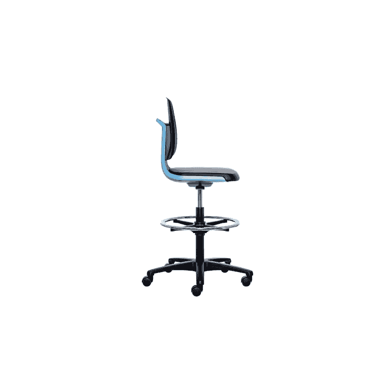 Hoch-Laborstuhl Bimos Labsit 9123 mit Kunstlederbezug, Fussring, schwarz-blau