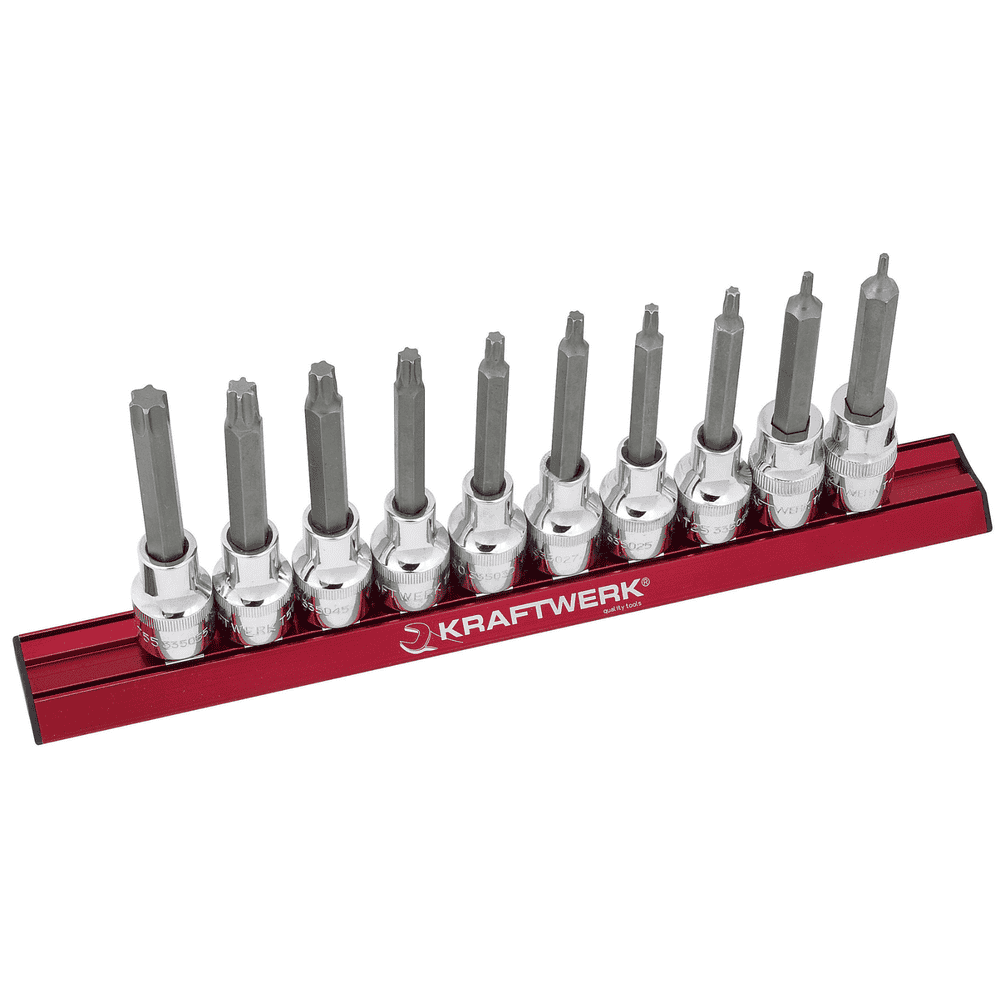 KRAFTWERK PRO LINE TX-Bit-Stecknuss-Satz MAGALU 1/2", 10-teilig, S2-Stahl, T10–T55 für Werkstatt und Montage