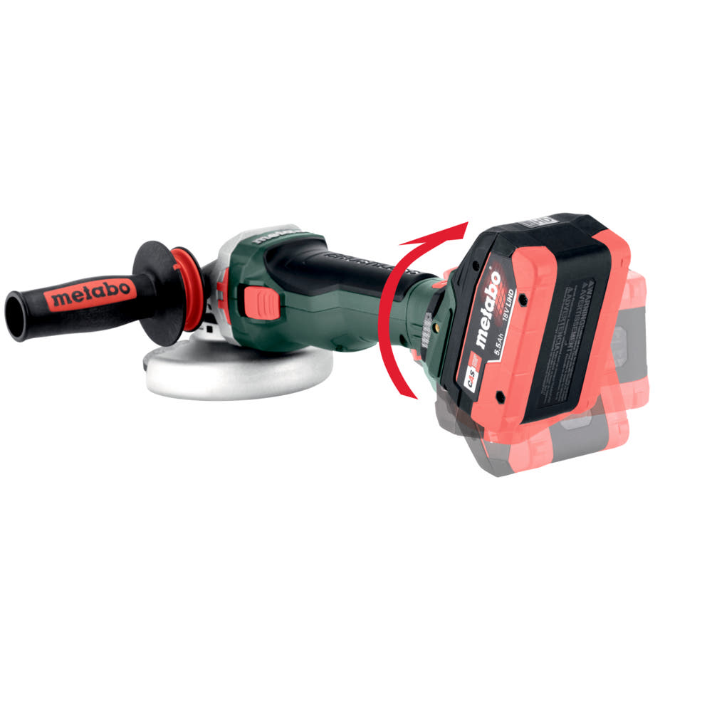 Metabo Akku-Winkelschleifer WVB 18 LTX BL 15-125 Quick, 18 V, mit 2 x 5.5 Ah LiHD Akkus, Schnellladegerät ASC 145 und metaBOX 165 L