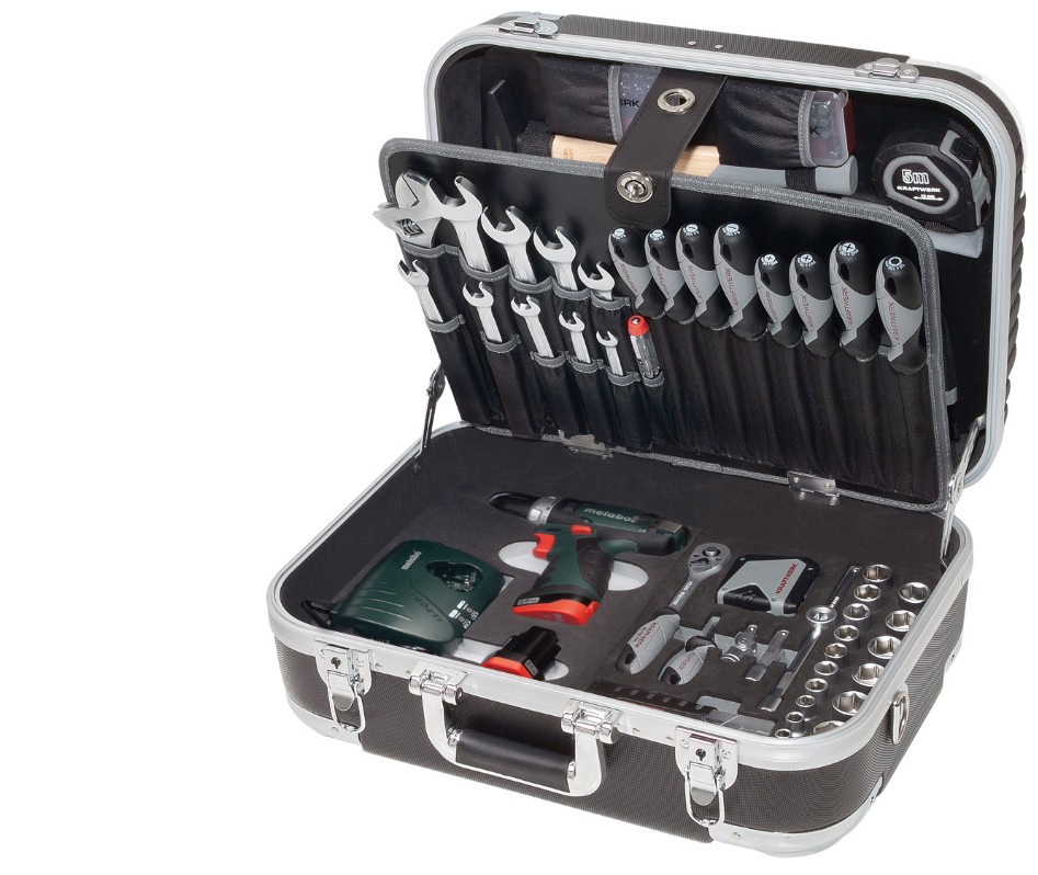 KRAFTWERK PRO LINE Werkzeugkoffer B160, 3/8", mit Powertool Metabo, 162-teilig