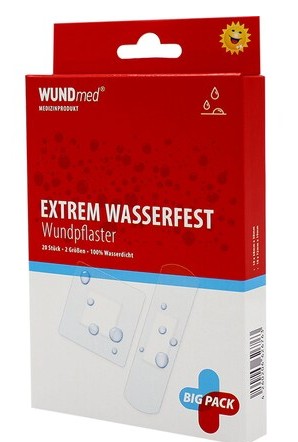 Pansements adhésifs extrêmement imperméables, grand format, WUNDmed, boîte de 20 pièces