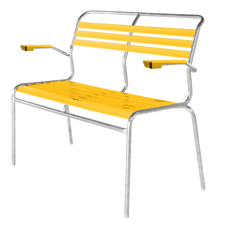 Schaffner SÄNTIS banc avec lattes, structure en tube d'acier galvanisé à chaud, disponible en plusieurs versions