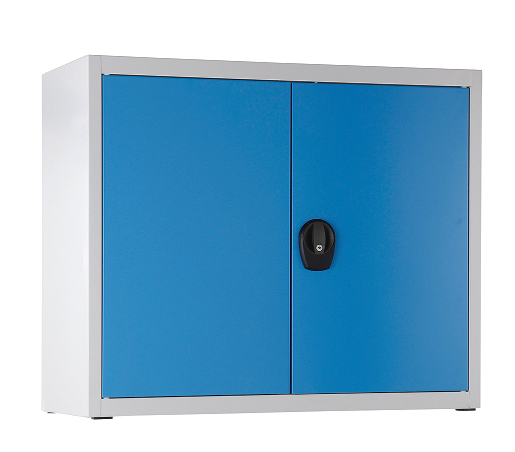Niedriger Magazinschrank mit 34 Sichtlagerkästen