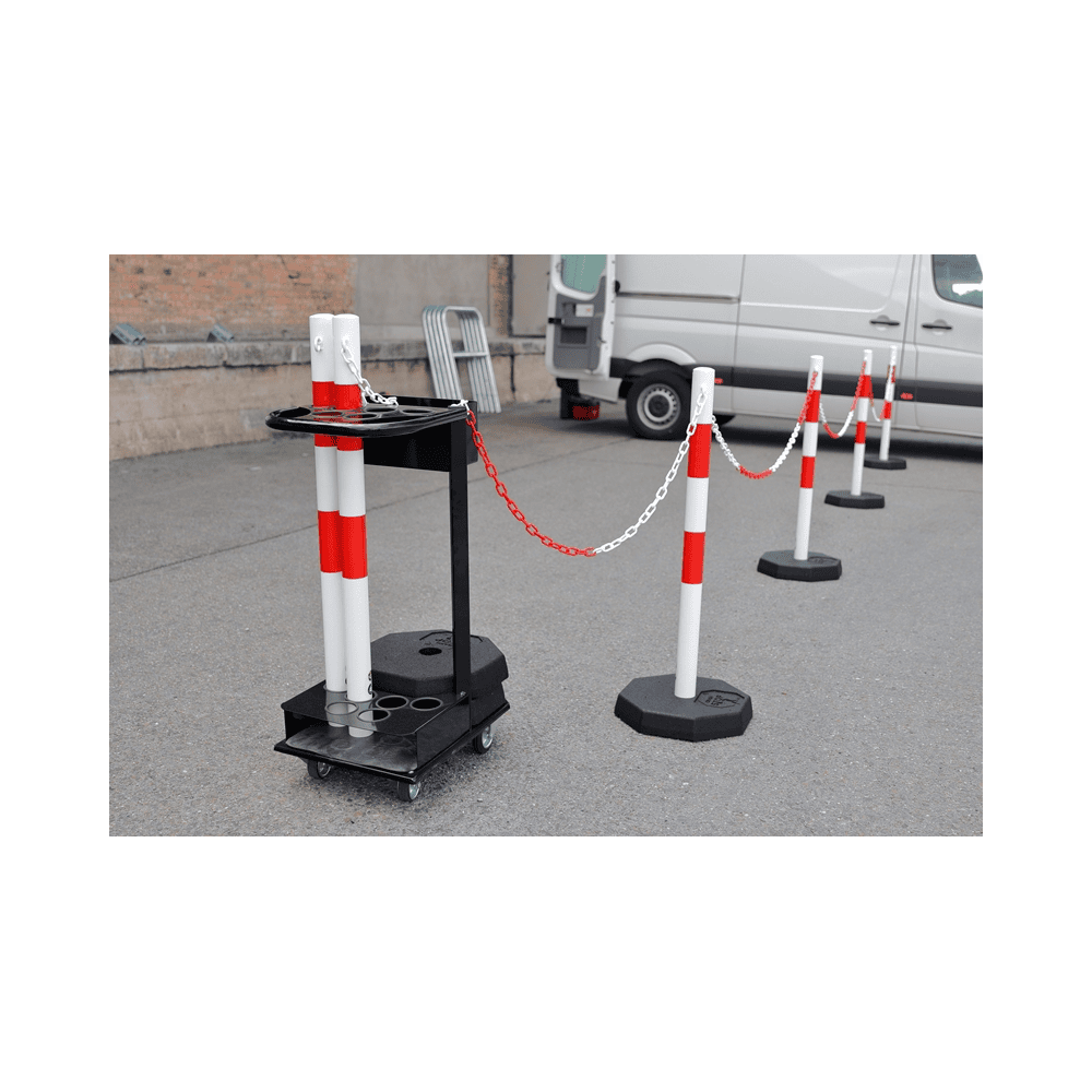Komplett-Kettenpfosten-Set mit Lager- und Transportgestell, in 2 Farben