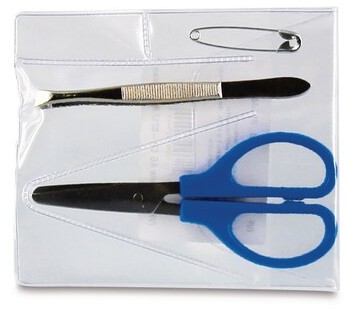 Schere, Pinzette und Sicherheitsnadel Set, 3-teilig, wasserdicht