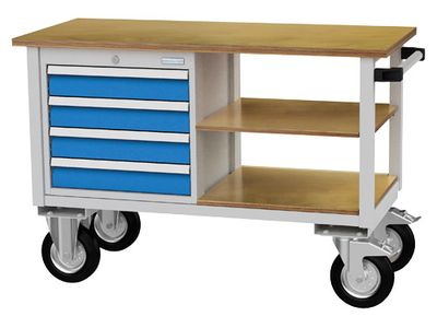 Bedrunka+Hirth Mobile Werkbank mit 4 Schubladen, R 18-24, BxTxH 1200 x 540 x 820 mm