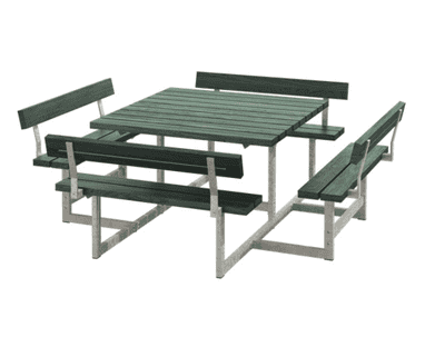 Picnic Kombi-Gartenmöbel, ReTex, grün, mit Rückenlehnen, 2240 x 2240 x 760 / 450 mm
