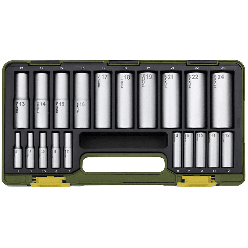 Proxxon Tiefbett-Steckschlüsselsatz 1/4" + 1/2" 20-teilig