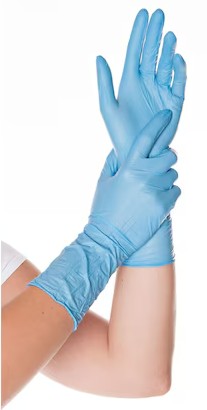 Gants jetables en nitrile Hygostar Safe Long, 100 pièces, bleus