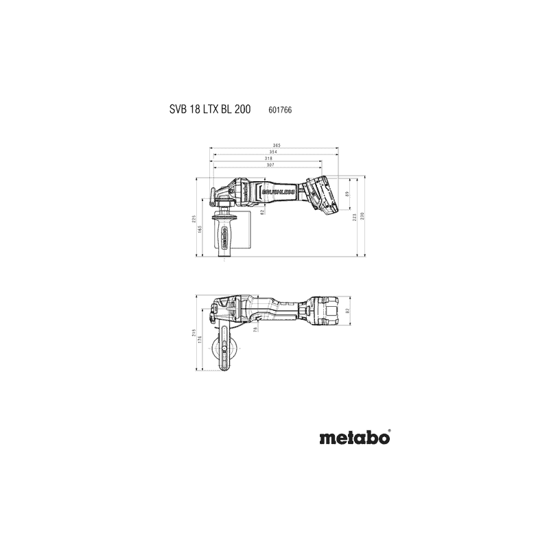 Metabo Satineuse à batterie SVB 18 LTX BL 200, 18 V sans batterie, avec metaBox 340