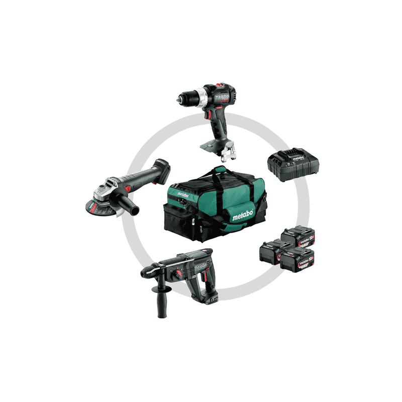 Metabo Combo Set "artisanat du bâtiment 3.1", machines à batterie 18 V en set avec 3x batteries Li-Power 5.2 Ah