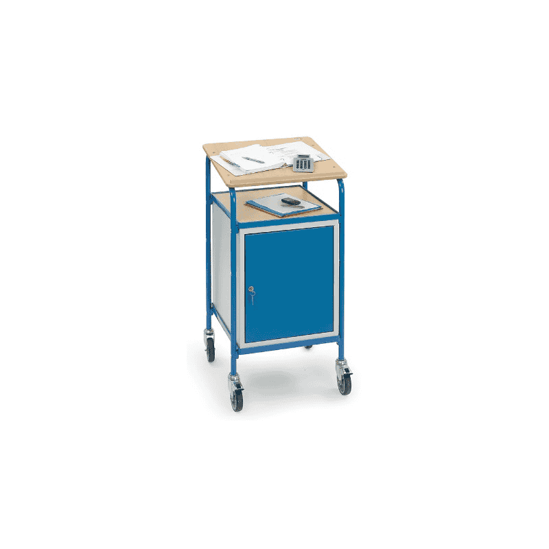 Fetra Pupitre à roulettes, avec surface d'écriture inclinée et armoire en acier, 610 x 605 x 1195 mm