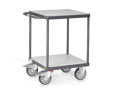 Fetra ESD-Tischwagen mit 2 Lenk- und Bockrollen, 737 x 609 x 867 mm, quadratische Ladefläche