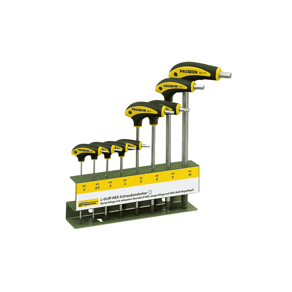 Proxxon L-Griff-Schraubendrehersatz, 8-teilig, HX mit Halter HX 2 / 2.5 / 3 / 4 / 5 / 6 / 8 / 10