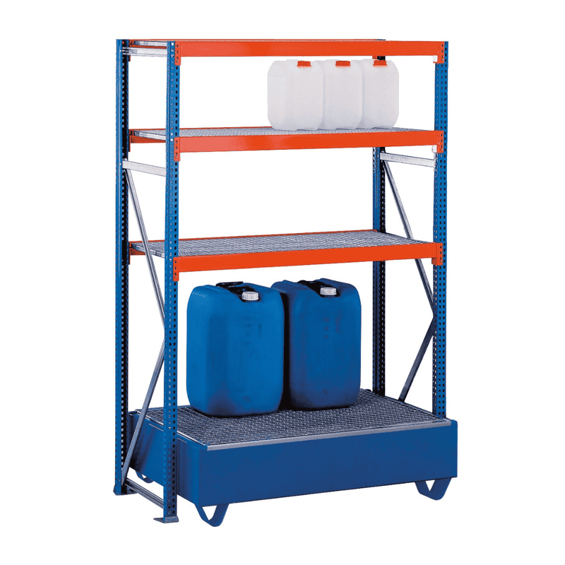 Schulte W-100 Kit de rayonnage environnemental pour le stockage de substances polluantes, l x p x h 2000 x 1250 x 600 mm