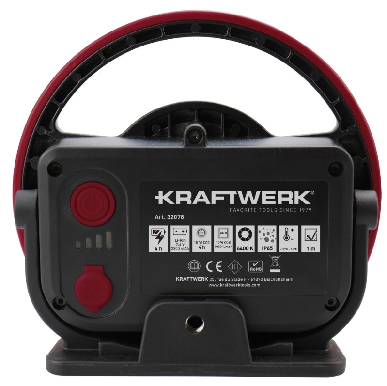 KRAFTWERK PRO LINE LED Arbeitsleuchte W1000 , 170° schwenkbar, IP65, 7.4 V Akku