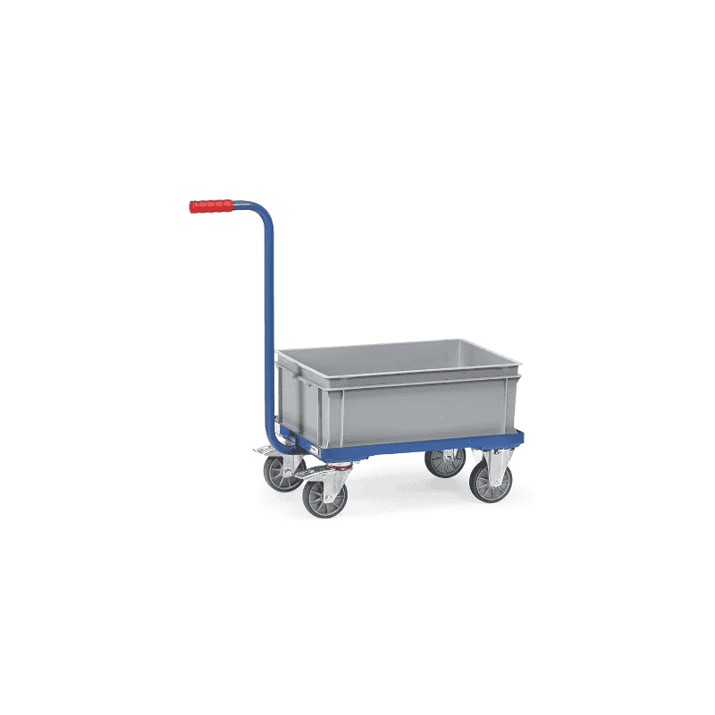 Plattformwagen mit Griff, abnehmbarem Kunststoffkasten, 890 x 410 mm