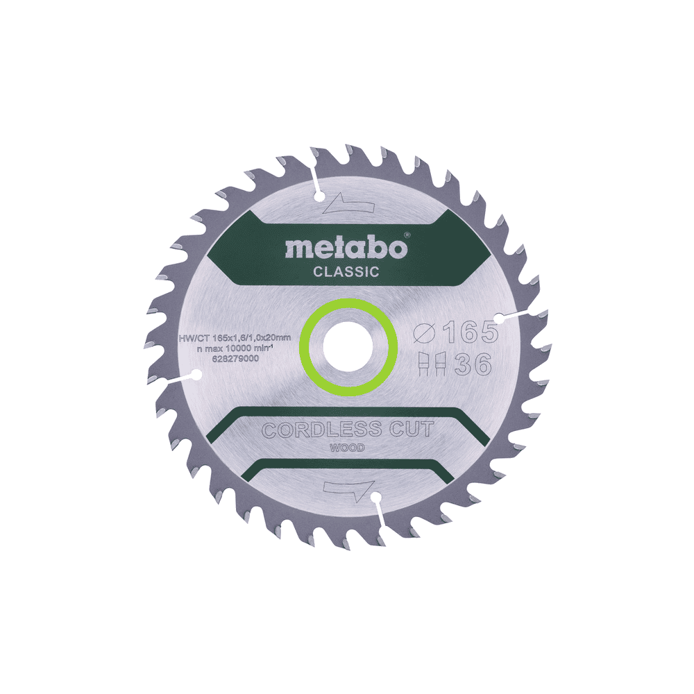 Metabo Kreissägeblatt "Curdless Cut Wood - Classic" 165 x 20 mm, Z36, WZ, 15°