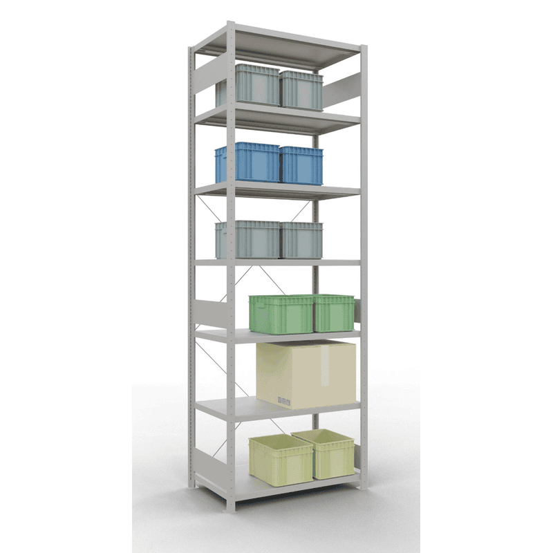 Schulte Fachbodenregal, modulares Stecksystem, einseitig nutzbar, RAL 7035 lichtgrau