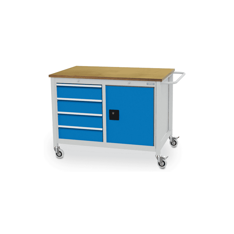 Bedrunka+Hirth Mobile Werkbank, R 18-24, 4 Schubladen, 1 Flügeltüre, 1250 x 750 x 935 mm