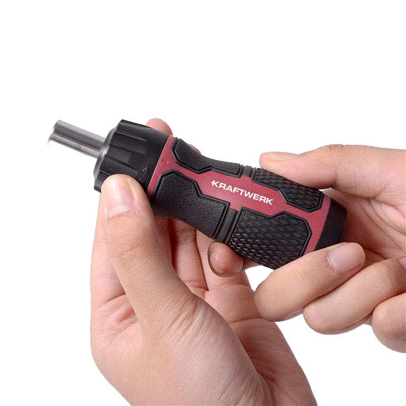 KRAFTWERK Mini-Ratschen-Schraubendreher 6-in-1, 7-teilig mit integriertem Bit-Sortiment