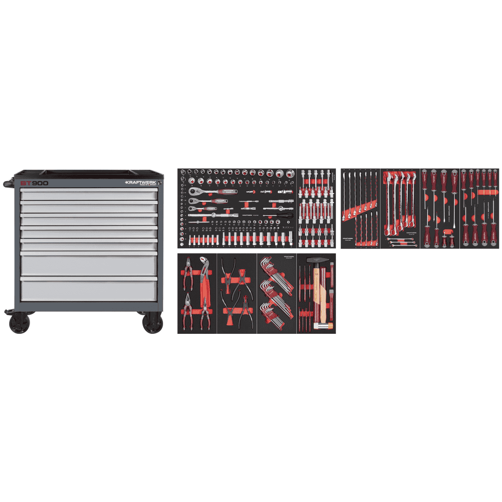 KRAFTWERK BT LINE Werkstattwagen BT900, 7 Schubladen, inkl. Werkzeug, 244-teilig, BxTxH 919 x 474 x 1000 mm