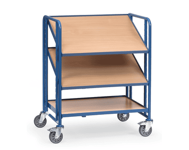 Fetra Chariot pour bacs européens avec 3 plateaux en bois, en 2 tailles