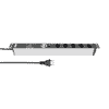 Steffen Steckdosenleiste ALU MODULAR SILVER, 5 x T13, 10 A, IP20, 3 m Kabel, mit Filter und Überspannungsschutz, silber/schwarz