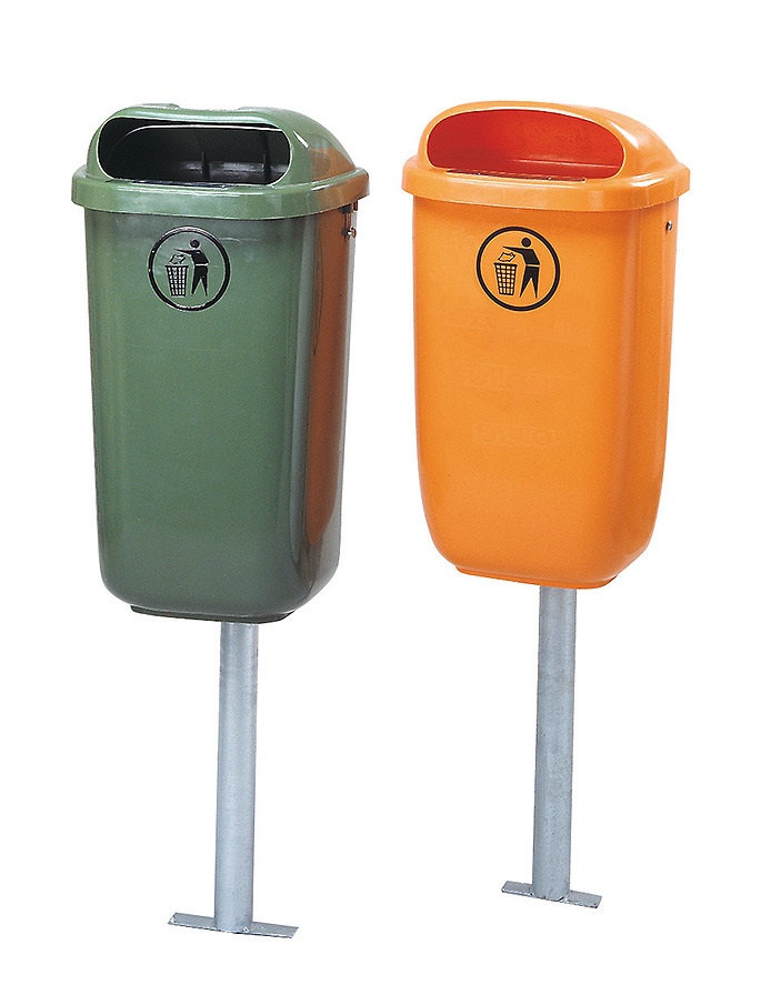 Support galvanisé pour poubelles, à encastrer dans le béton