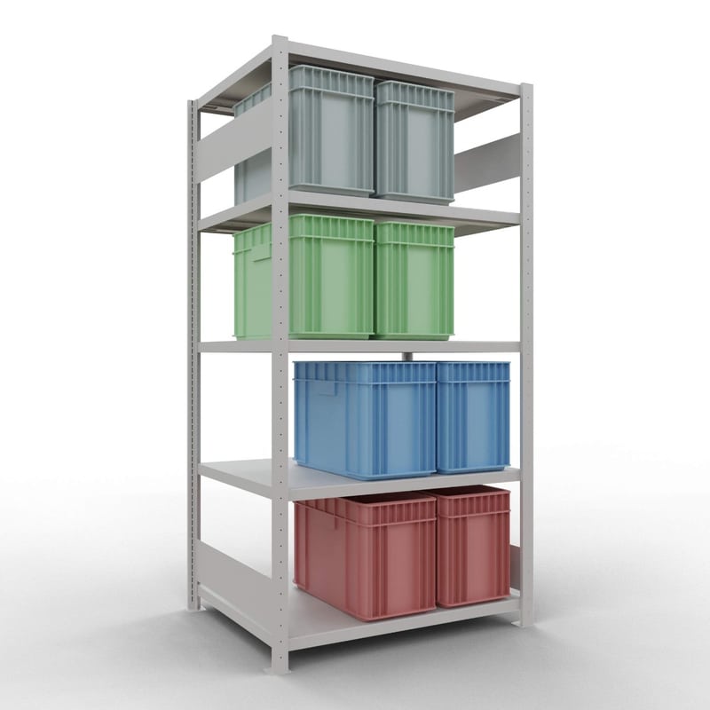 Schulte Fachbodenregal, modulares Stecksystem, beidseitig nutzbar, RAL 7035