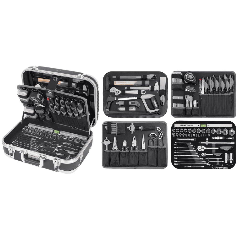 KRAFTWERK Werkzeugkoffer, BASIC ABS-Werkzeugkoffer B100 inkl. Werkzeug, 1/4" + 1/2", 170 teilig