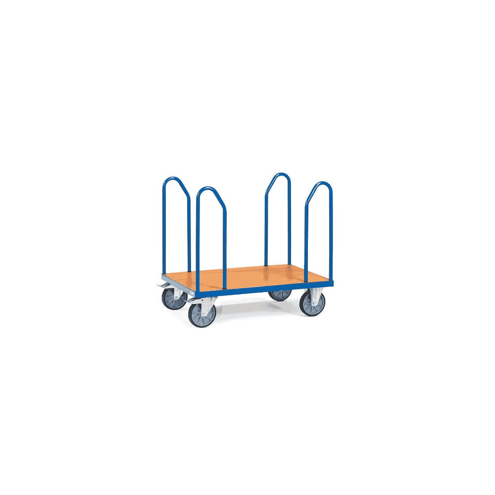 Fetra Chariot à étriers latéraux, charge max. 600 kg, bleu brillant, quatre dimensions différentes
