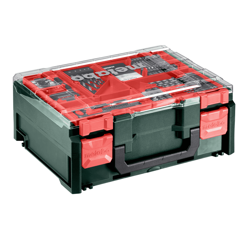 Metabo Akku-Bohrschrauber-Set BS 18 L BL, 18 V mit 2x Li-Power Akkus (18 V / 2.0 Ah), Ladegerät SC 36 und mobiler Werkstatt