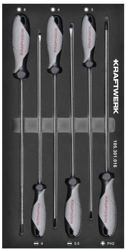 KRAFTWERK BASIC LINE EVA Schraubendreher-Einlage, extra lange Ausführung, 200 x 400 mm, 6-teilig