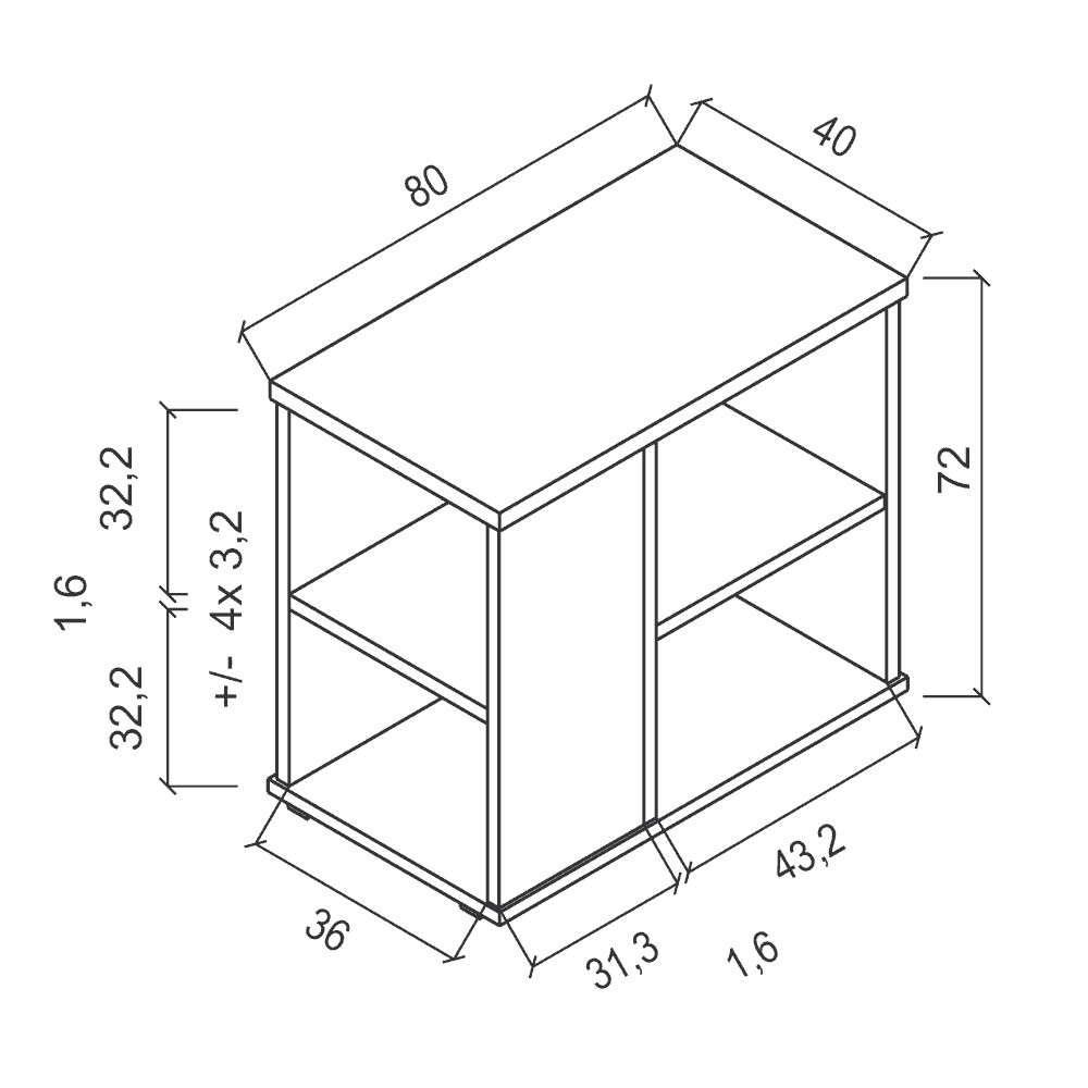 Beistellcontainer Gstaad für 800 mm Tiefe Schreibtische, in diversen Farben