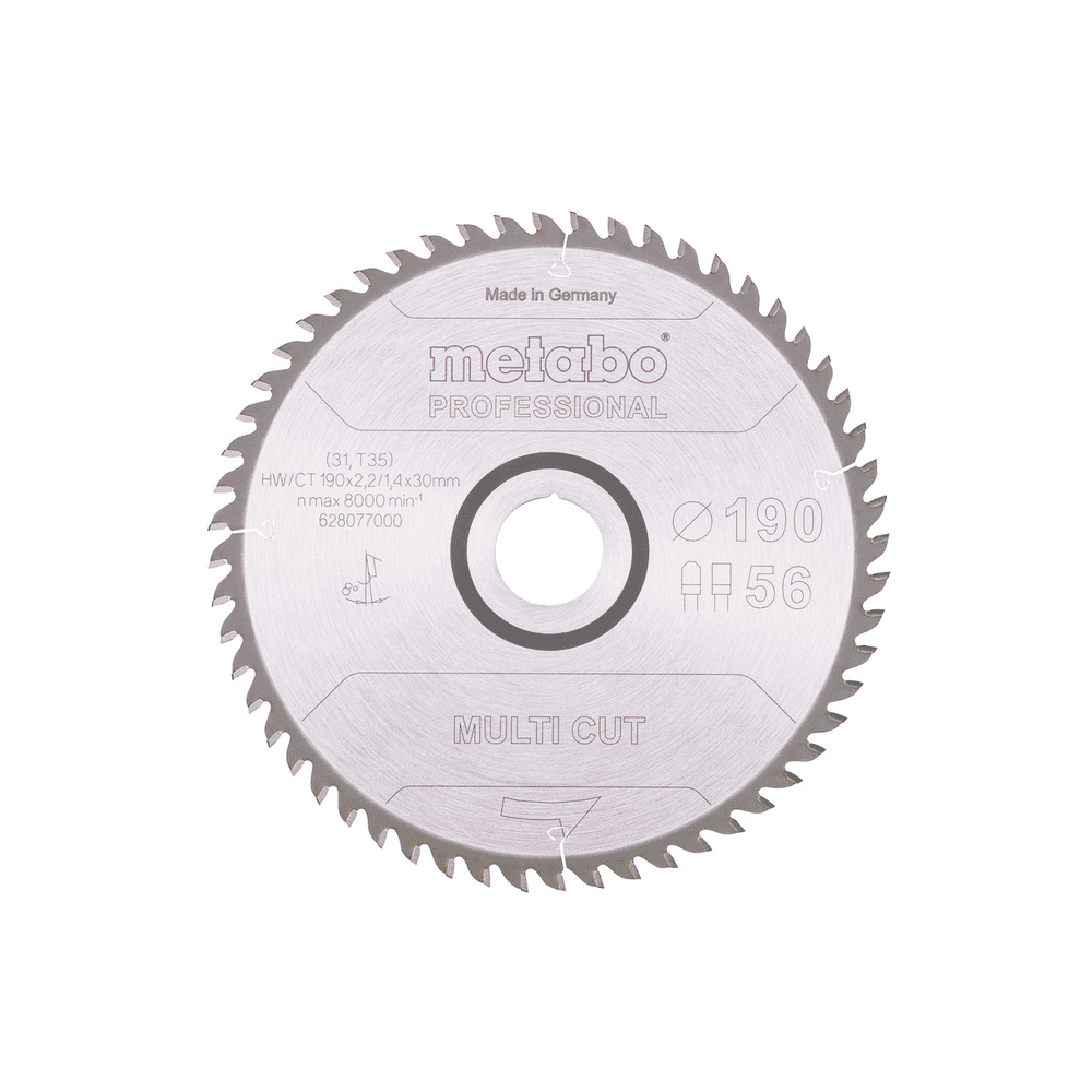 Metabo Kreissägeblatt "Multi Cut - Professional" 190 x 30 mm, Z56, FZ/TZ, 8°