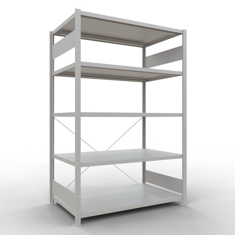 Schulte Fachbodenregal, modulares Stecksystem, einseitig nutzbar, RAL 7035 lichtgrau