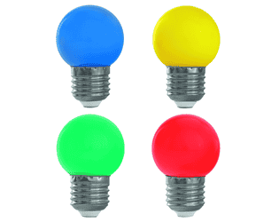 Steffen GardenLine LED Lampen 10er Set farbig (blau, grün, gelb, rot), 1 W, E27, IP20, 45 x 70 mm