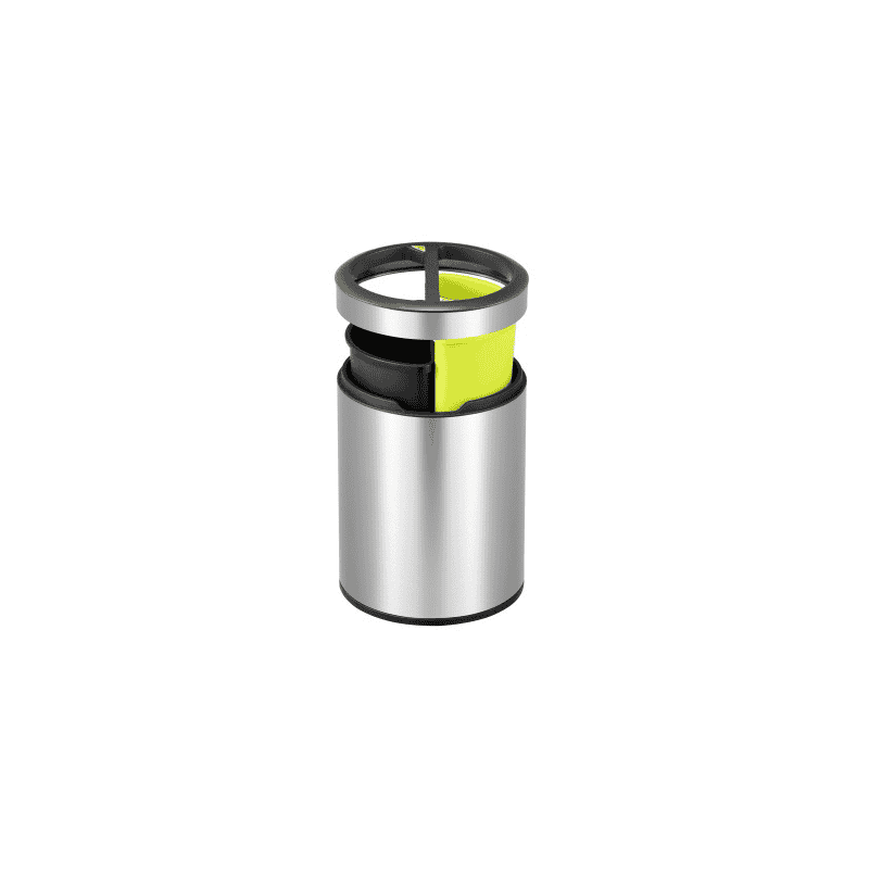 Poubelle ronde 2 compartiments sans couvercle, en acier inoxydable, 5 + 5 litres