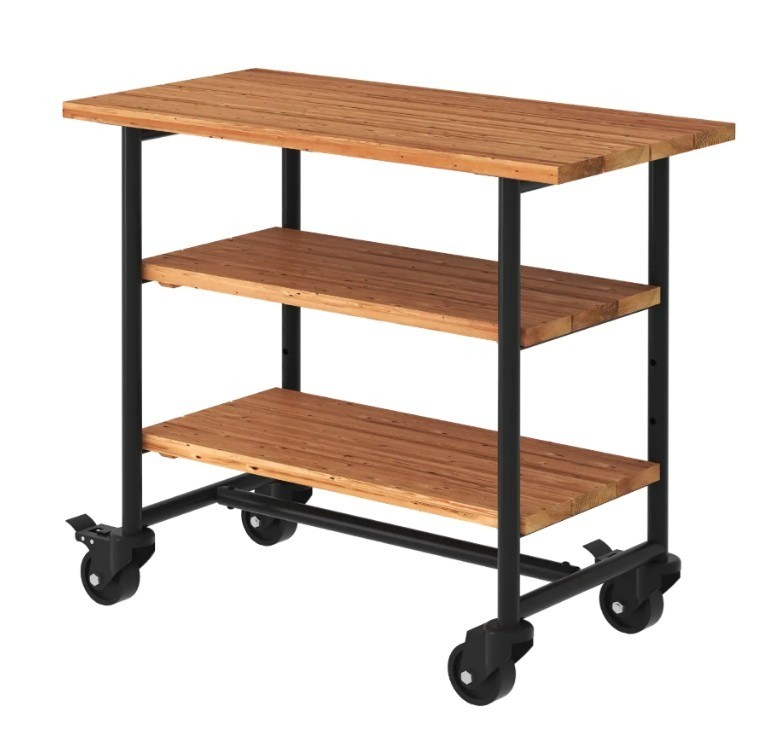 PLUS Table de barbecue et jardinière Urban Picnic avec étagère, en ThermoWood®, structure noire