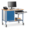 Rolltisch für Computer mit Stahlschrank und ausziehbarer Schublade
