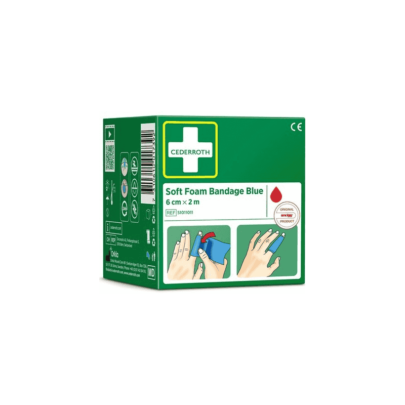 Bandage en mousse souple Bleu, Cederroth 51011011, 60 mm x 2 m