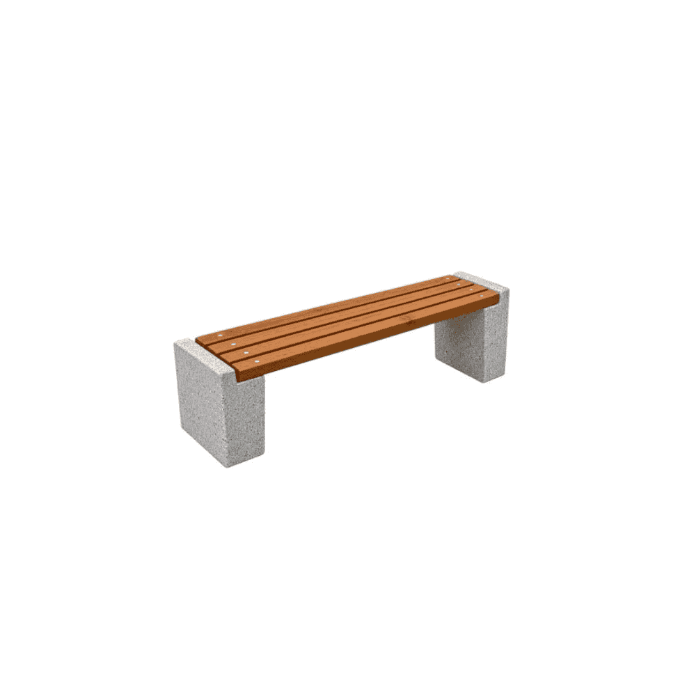 BETY Sitzbank ohne Rückenlehne aus Beton und Holz, LxBxH 1710 × 380 × 450 mm