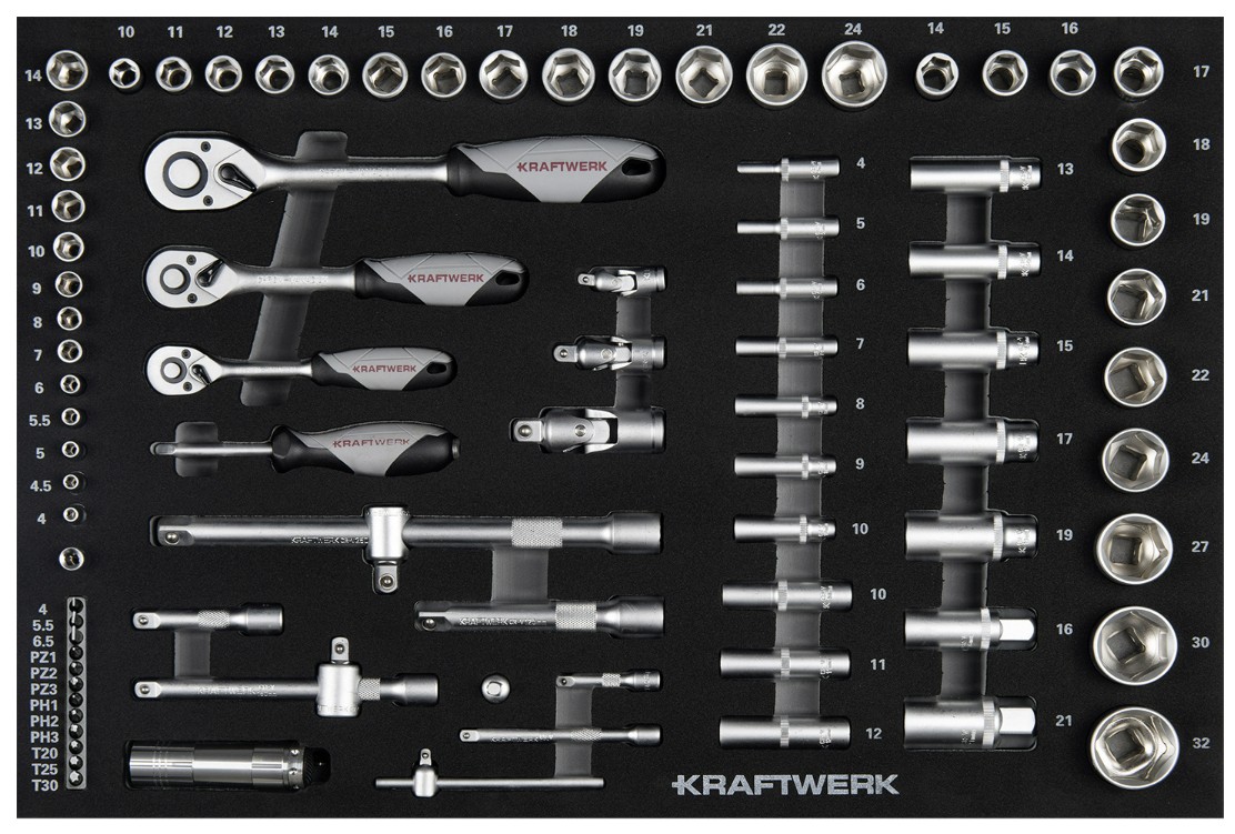 KRAFTWERK Werkstattwagen XL BT900 mit 7 Schubladen, PRO+HT, inkl. Werkzeug, 278-teilig