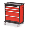 Bedrunka+Hirth Mobiler Werkstattwagen maxmobile 1, R 24-12, RAL 3020 mit 4 Schubladen und 1 Seitenblende