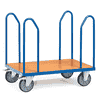 Fetra Chariot à étriers latéraux, charge max. 600 kg, bleu brillant, quatre dimensions différentes