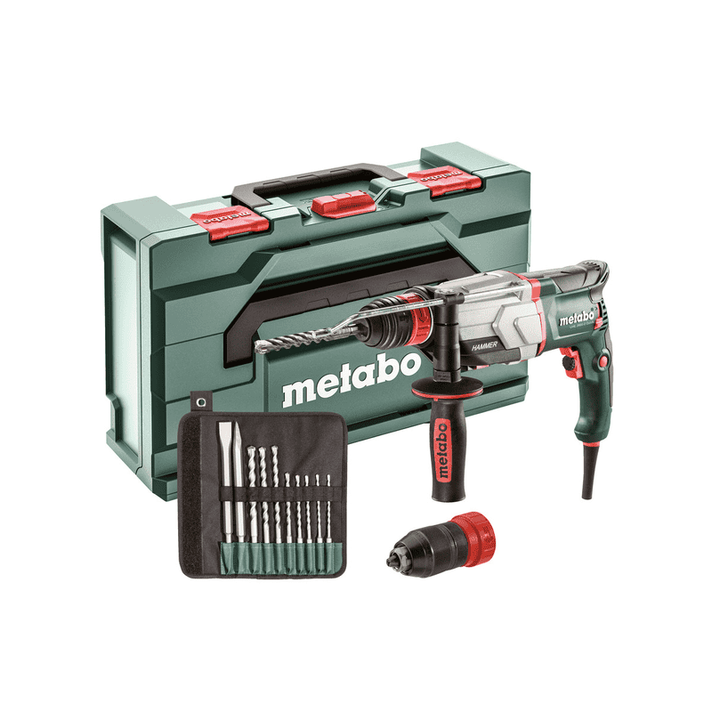 Metabo Multihammer UHE 2660-2 Quick, 800 Watt, mit metaBox 145 L und SDS-plus-Bohrer- / Meisselsatz (10-tlg.)