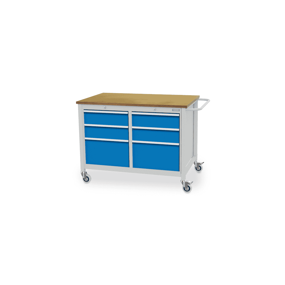 Bedrunka+Hirth Mobile Werkbank, R 18-24 , 3 Schubladen und 1 Flügeltüre, BxTxH 1250 x 750 x 935 mm